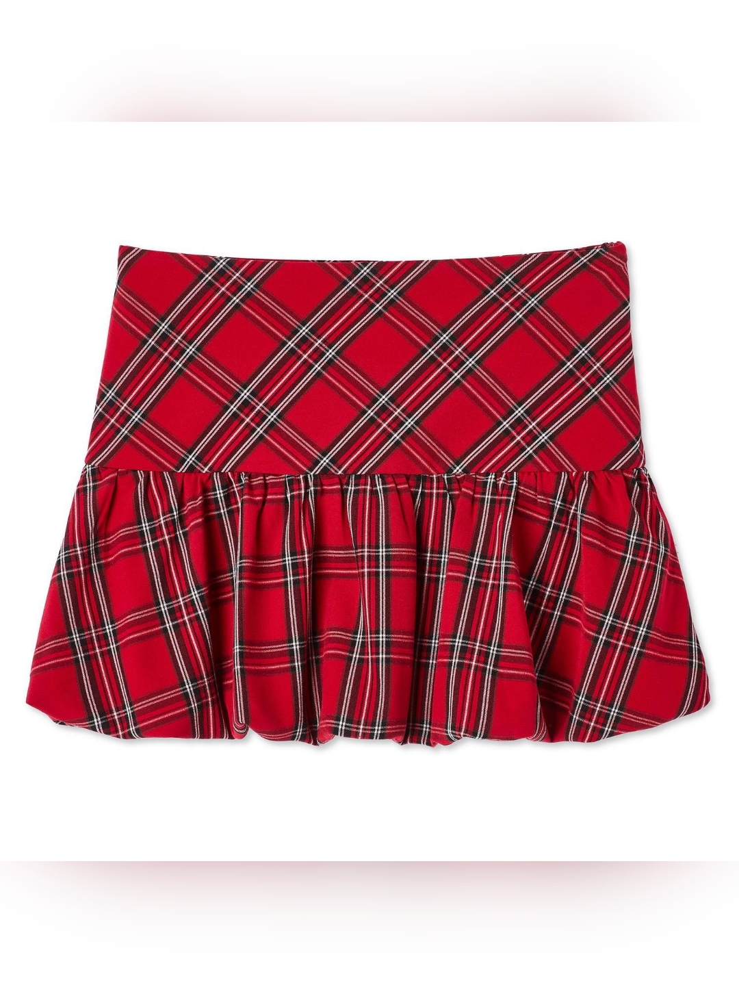 My Sister's Closet Red Black White Grey Plaid Lined Bubble Mini Skirt Nwt Xxl